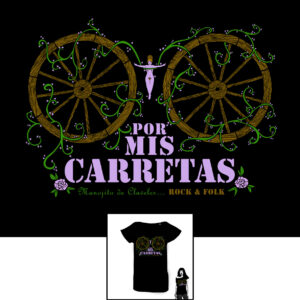 Camiseta Por mis Carretas de Manojito de Claveles patrón femenino con cuello de barco