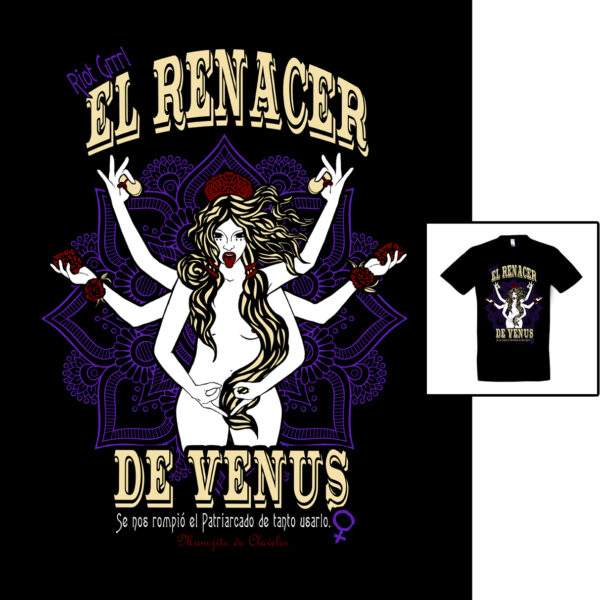 Camiseta El Renacer de Venus de Manojito de Claveles patrón masculino tubular